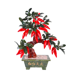 Vente en gros de pierre précieuse de jade naturelle faite à la main, poivrier de piment rouge Fengshui pour la décoration de la maison - Product Image 3