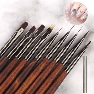 Ensemble de pinceaux à ongles avec manche en bois, pour gel UV, acrylique, liner, peinture, pinceaux à ongles en cristal pour la décoration des ongles - Product Image 1