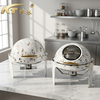 KUNTAI Réchaud de buffet de luxe en acier inoxydable martelé doré, 6L, alimenté à l'alcool, à chaleur hydraulique, économe en énergie