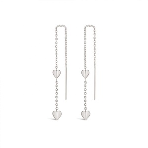 Gioiello di lusso 925 orecchino filettato cuore a catena lunga in <span class=keywords><strong>argento</strong></span> Sterling - Product Image 4