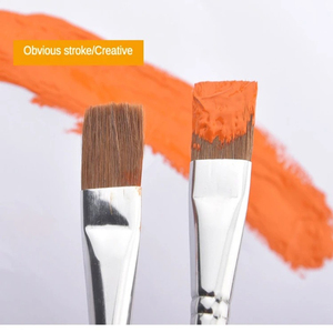 Lot de 6 pinceaux plats en poils de belette, manche court en bouleau, pour peinture à l'huile, aquarelle, artisanat et art acrylique – Fournitures d'art - Product Image 5