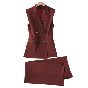Women's Suit Set Vest Jacket Solid Color Polyester Anti-Wrinkle Professional Workwear 2025 Spring Summer Style - Product Image 4