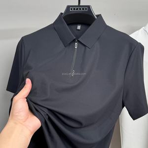 Polo en soie glacée à demi-zip, manches courtes, été, sans repassage, col business, décontracté, logo <span class=keywords><strong>cheval</strong></span>, t-shirt - Product Image 2