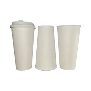 Vaso de Papel Desechable Blanco de 20 Oz con Tapa, Personalizado con Logotipo de Fábrica, de Pared Simple, para Bebidas de Frutas, Leche, Té, Chocolate y Café - Product Image 1
