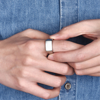 EManco Stilvoller Breiter Blanko-Ring Personalisierter Vintage Natürlicher Polierter Ring