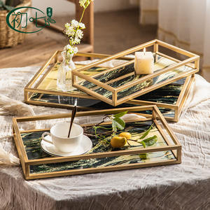 Bandeja de Servir de Hierro con Diseño de Hojas Tropicales, Acabado Dorado, Decoración para el Hogar, para Exhibir Frutas y Té - Product Image 4