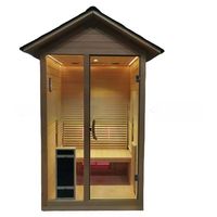 Sauna Luar Ruangan AsyvA Tech dari Kayu Solid, Inframerah Jauh, untuk Satu atau Dua Orang, Alat Pemancar Panas untuk Keluarga