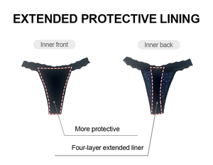 Culotte menstruelle sans rembourrage OEM, <span class=keywords><strong>string</strong></span> en dentelle, 4 couches, anti-fuite, antibactérienne, contrôle des odeurs, sans VPL, pour flux léger - Product Image 3