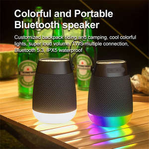 Enceinte Bluetooth sans fil, basses puissantes, lumière LED d'ambiance, en tissu, étanche, petite enceinte audio pour l'extérieur - Product Image 2