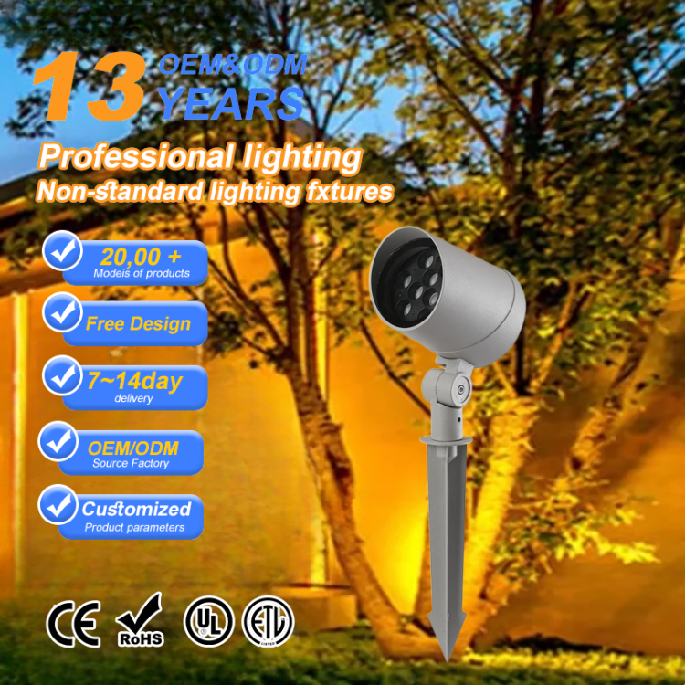 Most Popular 3W 6W 12W IP65 Waterproof COB LED Flood Lamp with Aluminum Body for Outdoor Landscape Spike Light