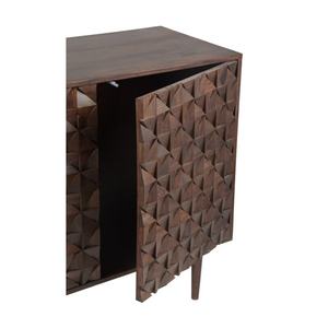 ตู้ข้างเตียงอินโนวาสีน้ำตาลลายแกะสลัก เฟอร์นิเจอร์จัดเก็บของใช้ในบ้านสำหรับโรงแรม สไตล์แผ่นไม้ - Product Image 4