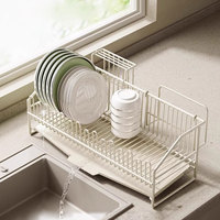 Évier côté étroit cuisine étagère de rangement ensemble en acier au carbone de haute qualité antirouille bol assiette vaisselle ustensile couverts égouttoir organisateur