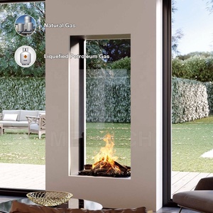 Cheminée à gaz MEISU.CH avec foyer transparent double face pour chauffage central - Product Image 2