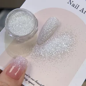 1 pot de poudre de paillettes pour ongles en cristal étincelant, diamant argenté, réfléchissant au laser, effet sucre, brillant, pour décoration de manucure E35 - Product Image 2