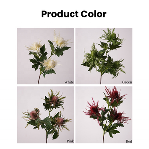 New Design 3 Heads Artificial Real Touch <b>Plastic</b> Green Eryngo Flowers Tropical <b>Plant</b> for Wedding Decoration Centerpiece - Product Image 2