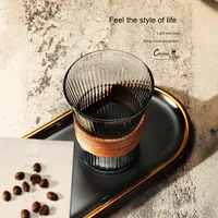 Tasse à latte en verre transparent haut de gamme tasse à café de style américain avec mousse de lait conception de fleurs modernes article ménager populaire Ins