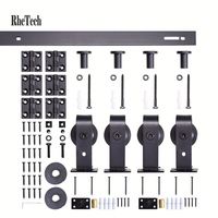 RHETECH Kits de quincaillerie pour porte pliante de 2 m, design industriel, en acier au carbone et laiton, pour porte de grange coulissante à double battant, chambre et cuisine
