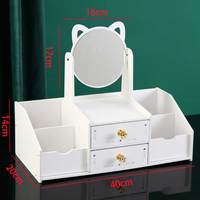 Miroir de Table en Bois pour Cosmétiques, Type Tiroir, Présentoir à Bijoux, Soins de la Peau et Rouge à Lèvres, Boîte de Rangement de Masques Faciaux et Cosmétiques de Bureau en Gros