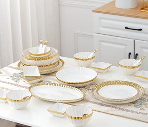 Ensemble <span class=keywords><strong>de</strong></span> vaisselle <span class=keywords><strong>de</strong></span> restaurant pour fêtes et tables, vaisselle en céramique pour hôtels, ensembles <span class=keywords><strong>de</strong></span> vaisselle à bord doré plaqué <span class=keywords><strong>porcelaine</strong></span> <span class=keywords><strong>de</strong></span> <span class=keywords><strong>luxe</strong></span> royale - Product Image 5