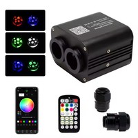 Kit d'éclairage de toit universel pour voiture 20W RGBW à double port DC12V, effet ciel étoilé, contrôle musical, application intelligente, fibre optique scintillante
