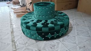 Divano rotondo di lusso <span class=keywords><strong>verde</strong></span> per salone di bellezza Hotel in attesa sedia Area di attesa mobili - Product Image 3