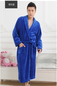 Jubah Mandi Pasangan <span class=keywords><strong>Unisex</strong></span>, Dress Malam Flanel Panjang Tebal, Piyama Pakaian Rumah Musim Dingin - Product Image 4