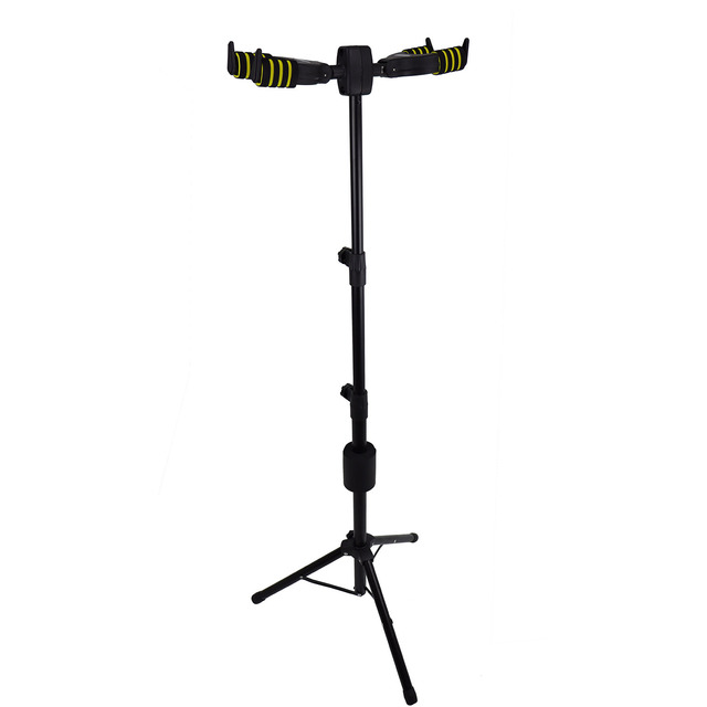 Self-Locking Double Put Guitar Stand with Gravity Lock Convenient Self-Locking Design for Two Guitars Musical Instrument Stand