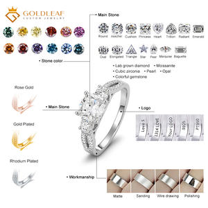 Anillo personalizado de joyería Goldleaf, oro blanco de 10k/14k, corte cojín, 1ct/2ct/3ct, diamante cultivado en laboratorio DEF VVS VS - Product Image 3