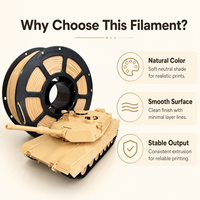 Filamen Printer 3D PETG Basic Desert Yellow 1.75mm Grosir, Tahan Benturan Tinggi, Material Anti Melengkung untuk Pencetakan FDM