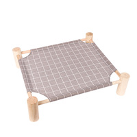 Hamac-lit pour chien et chat en lin respirant et bois, rembourré de laine, pour petits animaux – Utilisation toutes saisons, lavage mécanique