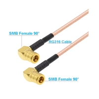 Câble coaxial RF RG316 50 Ohms, adaptateur pigtail/jumper, mâle/femelle, droit/à angle droit, pour extension radio satellite SMB