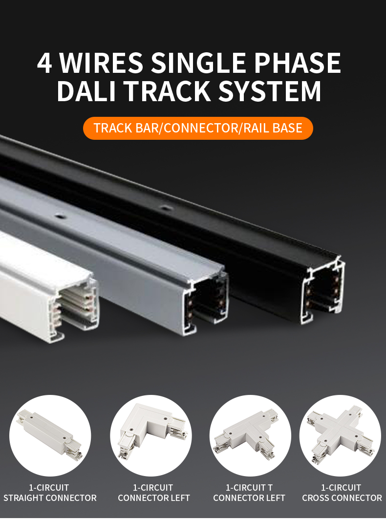 Single Phase 1M DALI Track in High-end Quality Main Materials Copper and Aluminum Profile 230V 16A Max with DALI Signal