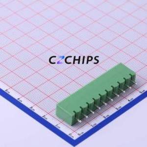 XY2500V-B-5.00-10P Plug-in Terminal Block Through hole,P=5mm Connector Board-to-Board / Socket - Closed 1x10P 5mm Green - Product Image 2