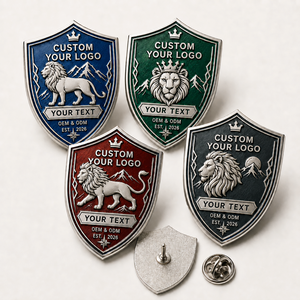 Ensemble de badges personnalisés en émail dur plaqué argent avec motif bouclier de lion pour cadeau d'affaires - Product Image 2