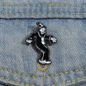 Pin decorativo de payaso blanco y negro de circo de Halloween <span class=keywords><strong>americano</strong></span> europeo, broche de terror con personalidad, fundición de dibujos animados, níquel negro 3D - Product Image 3