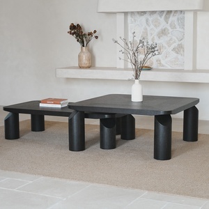 Hiện Đại Tối Giản Hình Chữ Nhật Màu Đen Gỗ Sồi Làm Tổ Bàn Cà Phê Cho Phòng Khách Trung Tâm Sử Dụng - Product Image 2