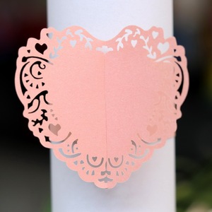 Cuore di Carta Tagliata Al Laser Anello di Tovagliolo di Tabella della Festa Nuziale Decorazioni di Carta - Product Image 4
