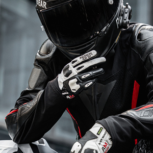 Guanti da Moto in Pelle Bicolore CE Estivi Traspiranti ESA TPR Antiurto per Enduro e Motocross - Product Image 4