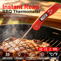 Termometer Daging Digital untuk Pengasap, Termometer Makanan Bacaan Instan untuk Memanggang & BBQ, Alat Dapur Akurat dengan Lampu Latar