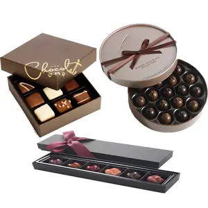 Boîte d'emballage de chocolat bonbon ronde personnalisée bonbons cercle en forme de coeur chocolat truffe barre cadeau 2 pièces boîtes rigides