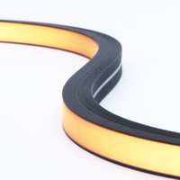 Nouvelle bande LED néon noire complète 13*13mm, kit de bande LED intelligente à intensité variable via application pour éclairage mural intérieur en panneaux acoustiques en bois
