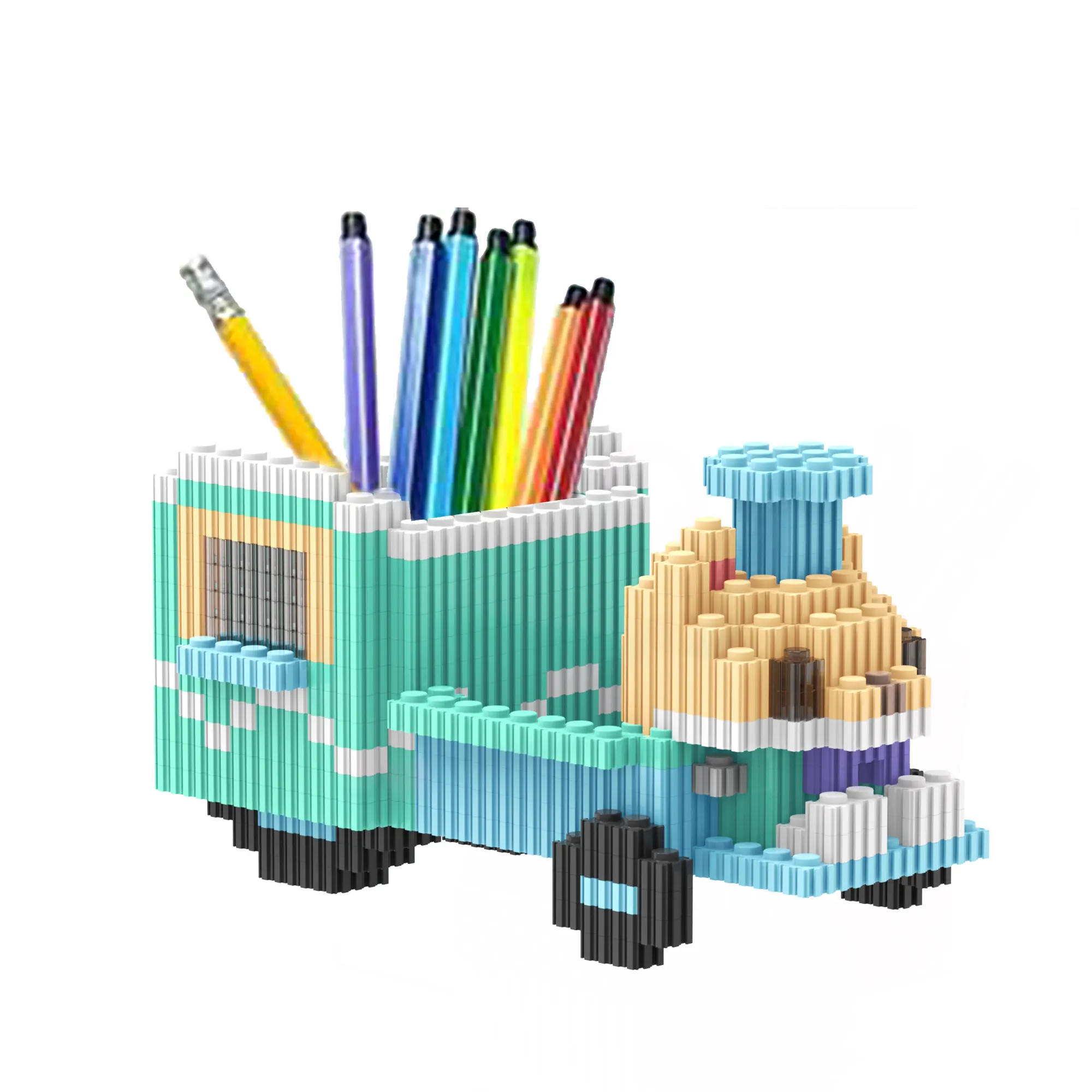 BB FUNHOUSE Train Inu tren modelleme yapı taşı oyuncak kalemlik ofis kırtasiye depolama dolabı
