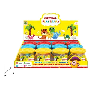 <b>Plasticine</b> Bucket Playdough Set Colorful Modelling Clay For Kids 3+ Years 12 Pots With Animal Theme Packaging - Product Image 1