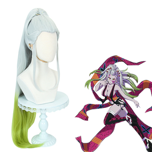 Großhandel Demon <span class=keywords><strong>Slayer</strong></span> Anime Perücke 100cm Lang Lockig Silber Grün Gemischt <span class=keywords><strong>Daki</strong></span> Perücke Cosplay Synthetisches Pferdeschwanz-Haar Peluca - Product Image 3