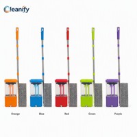 OEM ODM Ensemble serpillière à essorage et seau, serpillière plate à essorage par pression, manche en acier inoxydable 130 cm, tampon en microfibre, vente en gros, logo personnalisé, usine