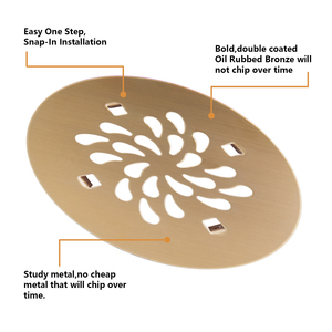 Grille de drain de douche au sol pour salle de bain, 4-1/4 pouces, dorée brossée, moderne, écologique, anti-corrosion, légère, facile à installer - Product Image 3