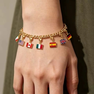10*6.6mm Dijes de Bandera de País para Fabricación de Joyas, Pulseras DIY, Joyería de Moda de Acero Inoxidable, Grabando tus Recuerdos de Viaje - Product Image 1