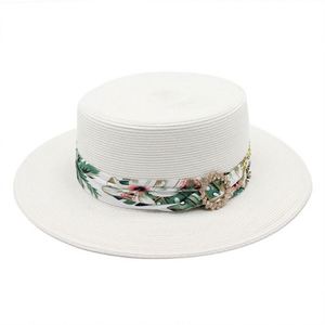 Summer Women Lady Female Boater <b>Hat</b> Jewel Ring Hawaii Floral Design 100% Paper Straw <b>Hat</b> <b>for</b> Beach Outdoor Fashion Sun Shade - Product Image 4