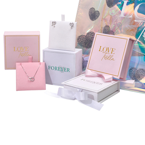 custom paper gift jewellery packaging boxes necklace jewelry flip box with ribbon