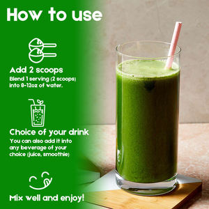 เอนไซม์ย่อยอาหารผงสีเขียวออร์แกนิก Supergreens มีโปรไบโอติกโภชนาการผงสีเขียวซุปเปอร์ฟู้ด OEM - Product Image 6